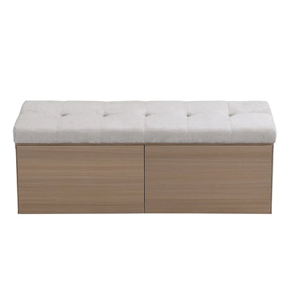 49 Entryway Shoe Storage Bench with Double Doors & Padded Cushion,Space-Saving Ottoman