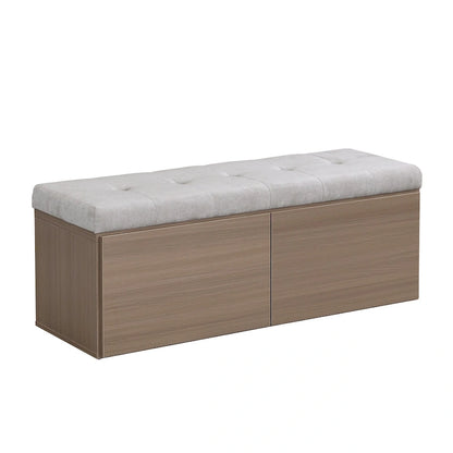49 Entryway Shoe Storage Bench with Double Doors & Padded Cushion,Space-Saving Ottoman