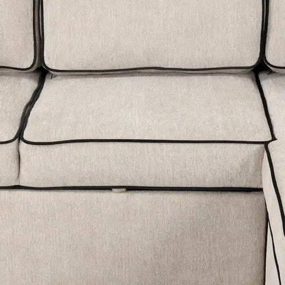 L-Shaped Pull Out Sofa Bed Modern Convertible Sleeper Sofa with 2 USB ports, 2 Power Sockets and 3 Pillows