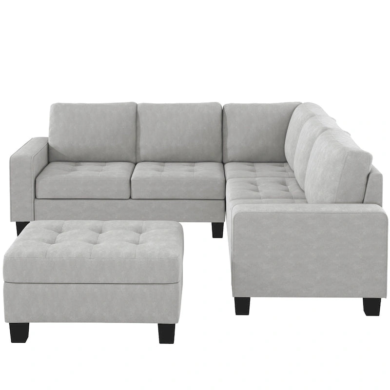 Orisfur. Sectional Corner Sofa L-shape Couch Space Saving with Storage Ottoman & Cup Holders Design
