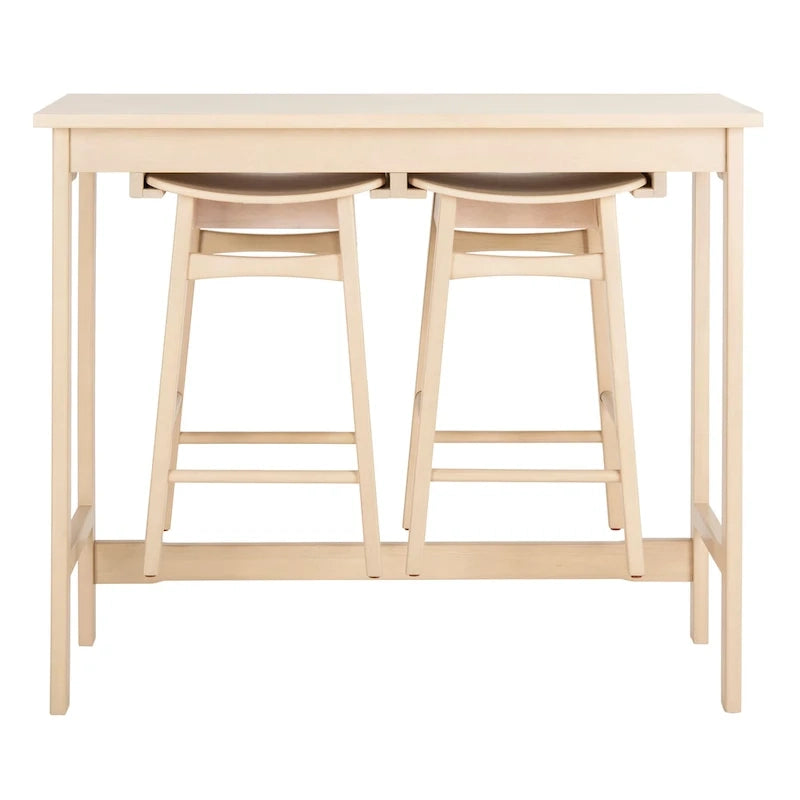 SAFAVIEH Neoma 3 Piece Pub Set - White Oak - 42.1 x 17.7 x 36.2 - 42Wx18Dx36H
