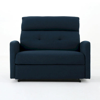 Power Recliner Chair, Oversize Wide Seat, Tufted Navy Blue Fabric
