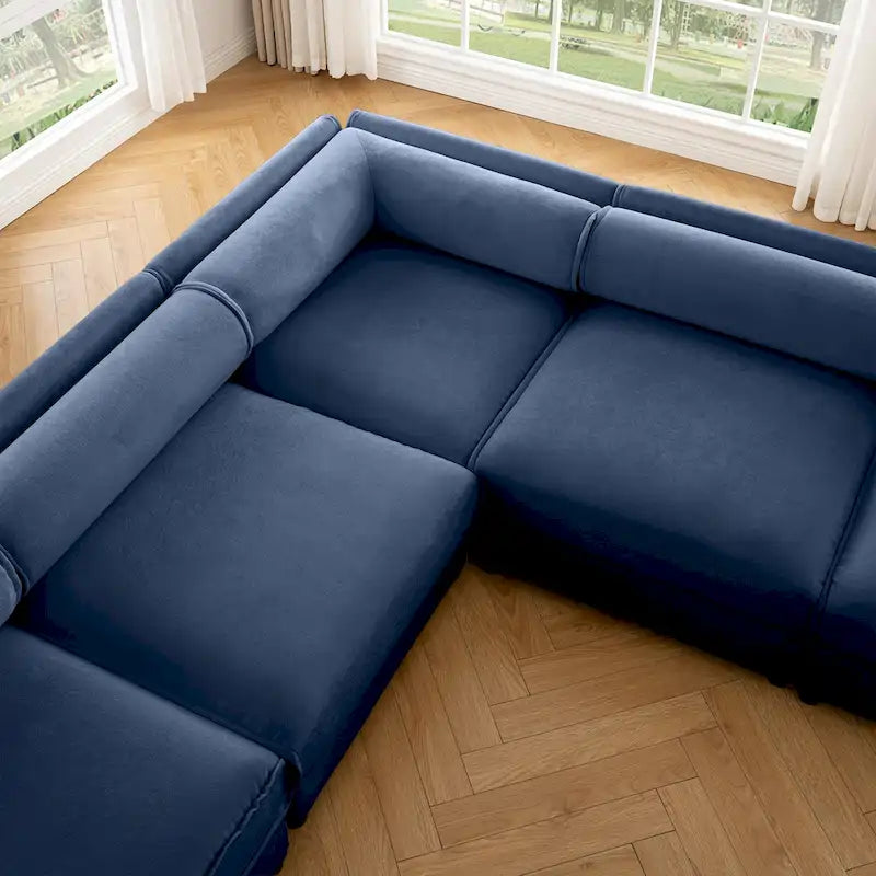Oversized 7-Piece Chenille Upholstered L-Shaped Modular Sectional Sofa with Storage Seat, DIY Combination