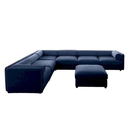 Oversized 7-Piece Chenille Upholstered L-Shaped Modular Sectional Sofa with Storage Seat, DIY Combination