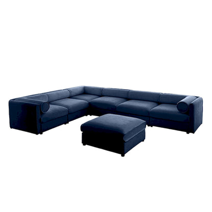 Oversized 7-Piece Chenille Upholstered L-Shaped Modular Sectional Sofa with Storage Seat, DIY Combination