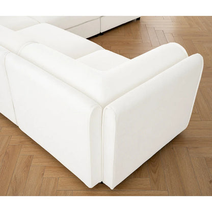 Oversized 7-Piece Chenille Upholstered L-Shaped Modular Sectional Sofa with Storage Seat, DIY Combination