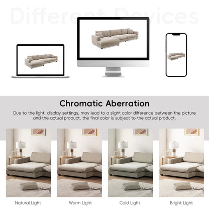 Lalo Modern Corduroy Oversized Sectional Sofa by GDFStudio