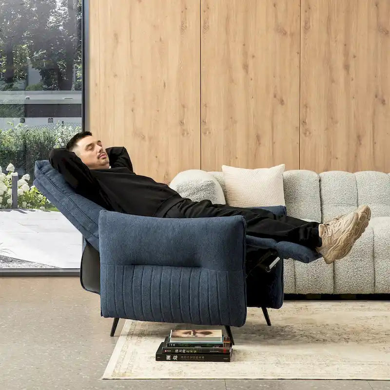 Glitzhome Set of 2 41H Fabric Push Back Recliners With Ergonomic Segmented Back