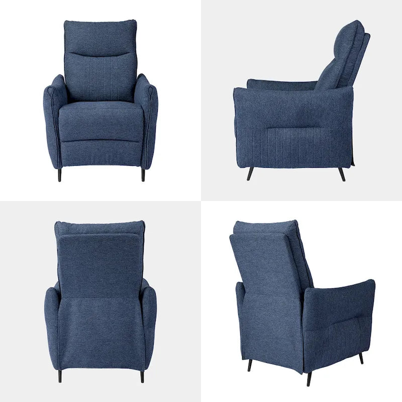 Glitzhome Set of 2 41H Fabric Push Back Recliners With Ergonomic Segmented Back