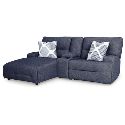 Signature Design by Ashley Acklen Place Blue 3-Piece Power Reclining Sectional with Chaise - 94W x 70D x 40H