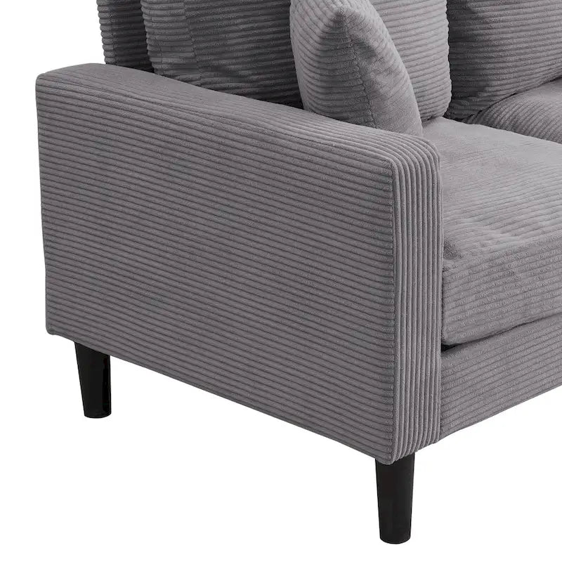 5-Seat Corduroy Sofa Set (3-Seater + 2-Seater) with High-Density Sponge Cushions & Sturdy Hardwood Frame