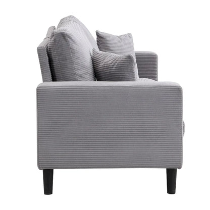 5-Seat Corduroy Sofa Set (3-Seater + 2-Seater) with High-Density Sponge Cushions & Sturdy Hardwood Frame
