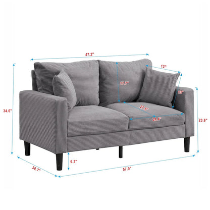 5-Seat Corduroy Sofa Set (3-Seater + 2-Seater) with High-Density Sponge Cushions & Sturdy Hardwood Frame