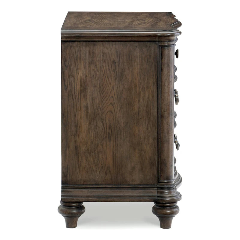 Nightstand of 3 Drawers Brown Oak Finish 1pc