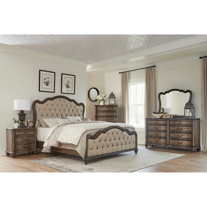 Nightstand of 3 Drawers Brown Oak Finish 1pc