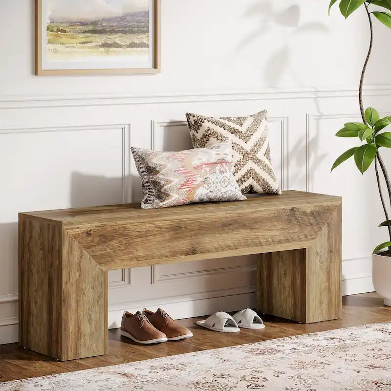47 Inches Wooden Entryway Shoe Bench Storage Bench - 11.81D x 47.24W x 17.72H