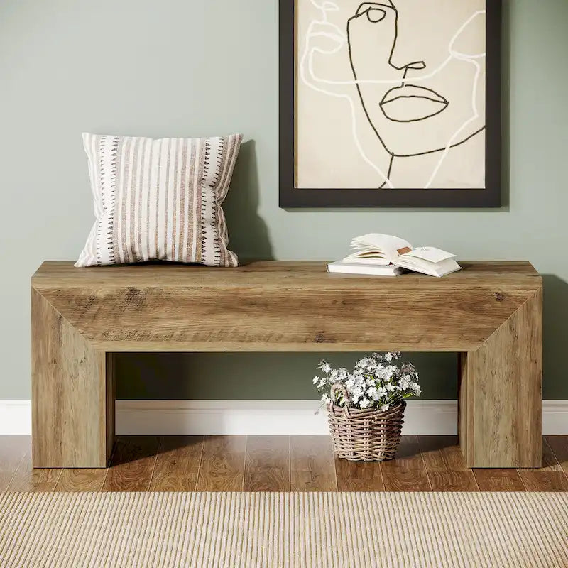 47 Inches Wooden Entryway Shoe Bench Storage Bench - 11.81D x 47.24W x 17.72H