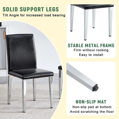 Dining Chairs Set of 4,Modern Kitchen & Dining Room Chairs,Faux Leather Cushion Seat Metal Legs