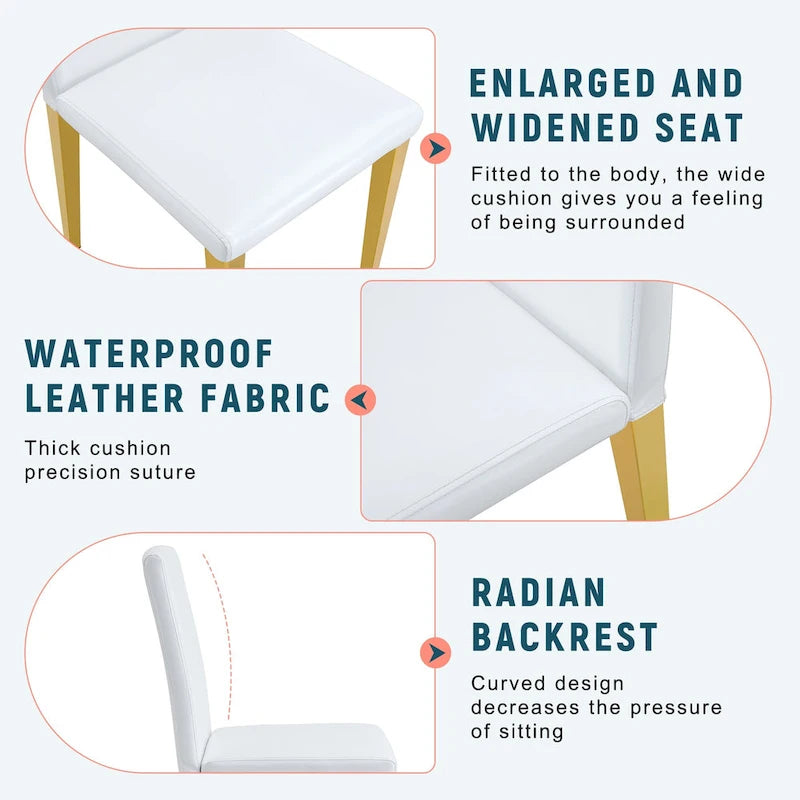 Dining Chairs Set of 4,Modern Kitchen & Dining Room Chairs,Faux Leather Cushion Seat Metal Legs