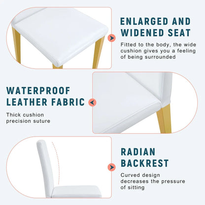 Dining Chairs Set of 4,Modern Kitchen & Dining Room Chairs,Faux Leather Cushion Seat Metal Legs