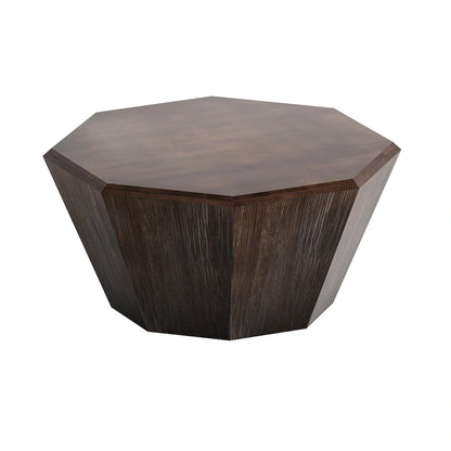31.5 Octagonal Rubber Wood Coffee Table for Living Room, Bedroom