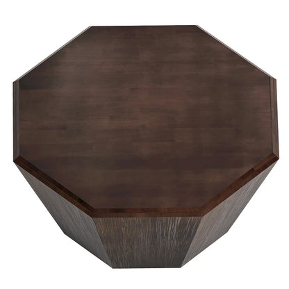 31.5 Octagonal Rubber Wood Coffee Table for Living Room, Bedroom