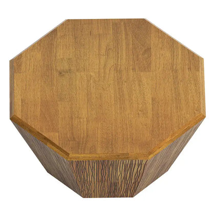 31.5 Octagonal Rubber Wood Coffee Table for Living Room, Bedroom