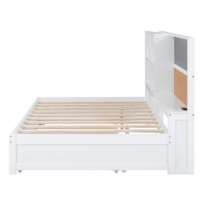 Full Pine Daybed with Blackboard, USB & Trundle