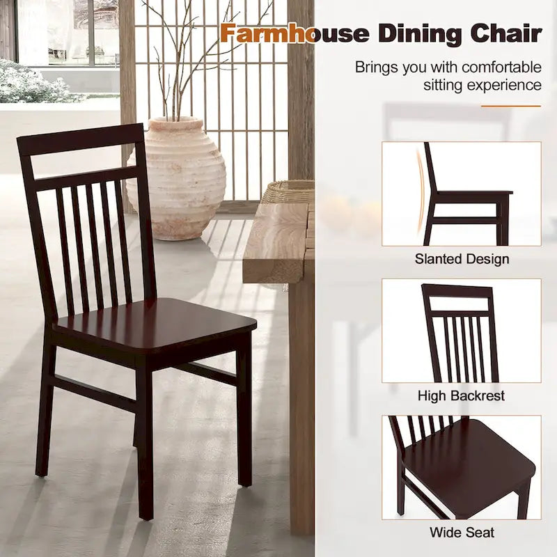 Costway Farmhouse Dining Chair Set of 2/4 Armless Wooden Chair with