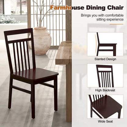 Costway Farmhouse Dining Chair Set of 2/4 Armless Wooden Chair with
