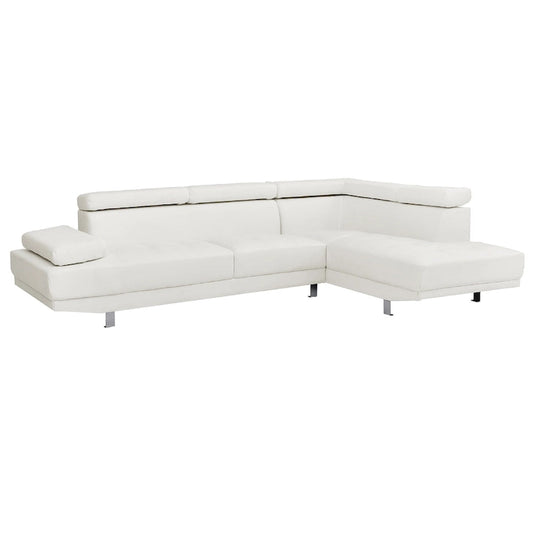Adjustable Faux Leather L Shape Sectional Sofa - 109 - White