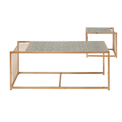 Astor Champagne Gold Finish Textured Mirror Top Nesting Coffee Table by iNSPIRE Q Bold