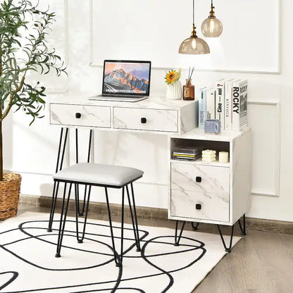 Costway Vanity Table Stool Set Dimmer LED Mirror Large Storage Cabinet - See details