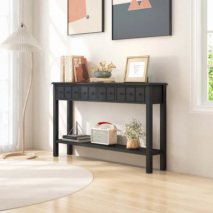 Costway 60 Console Table Retro Entryway Sofa Table with 4 Drawers & - See Details