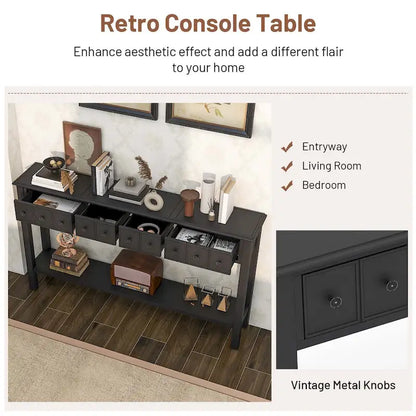 Costway 60 Console Table Retro Entryway Sofa Table with 4 Drawers & - See Details
