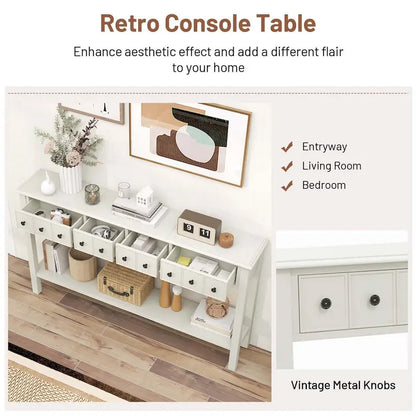 Costway 60 Console Table Retro Entryway Sofa Table with 4 Drawers & - See Details