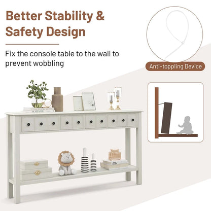 Costway 60 Console Table Retro Entryway Sofa Table with 4 Drawers & - See Details