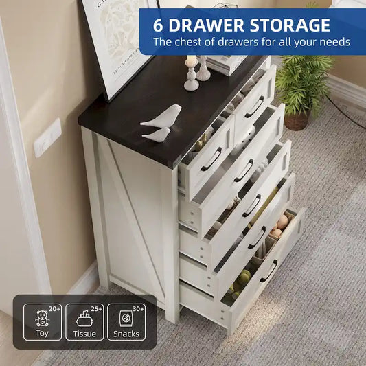 Moasis Rustic 6-drawer Chest Vertical Dresser Storage Tower