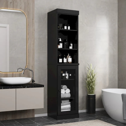 Palace Imports 100% Solid Wood 16.5 Bathroom Storage Cabinet with Clear Glass Doors and Adjustable Shelves