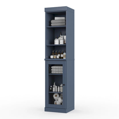 Palace Imports 100% Solid Wood 16.5 Bathroom Storage Cabinet with Clear Glass Doors and Adjustable Shelves