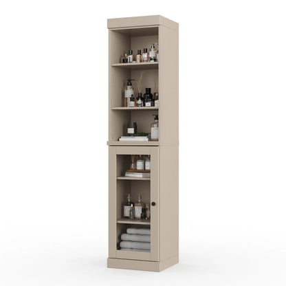 Palace Imports 100% Solid Wood 16.5 Bathroom Storage Cabinet with Clear Glass Doors and Adjustable Shelves