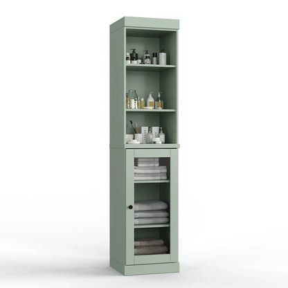 Palace Imports 100% Solid Wood 16.5 Bathroom Storage Cabinet with Clear Glass Doors and Adjustable Shelves