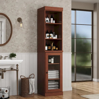 Palace Imports 100% Solid Wood 16.5 Bathroom Storage Cabinet with Clear Glass Doors and Adjustable Shelves