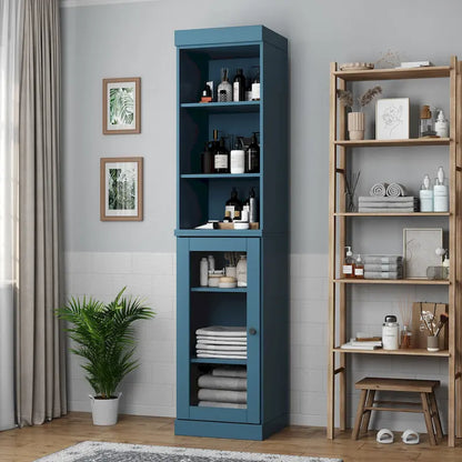 Palace Imports 100% Solid Wood 16.5 Bathroom Storage Cabinet with Clear Glass Doors and Adjustable Shelves