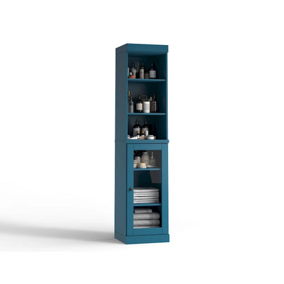 Palace Imports 100% Solid Wood 16.5 Bathroom Storage Cabinet with Clear Glass Doors and Adjustable Shelves
