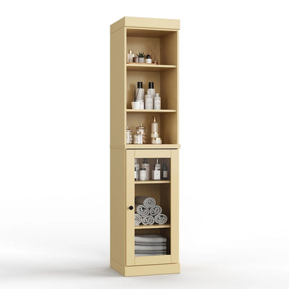 Palace Imports 100% Solid Wood 16.5 Bathroom Storage Cabinet with Clear Glass Doors and Adjustable Shelves