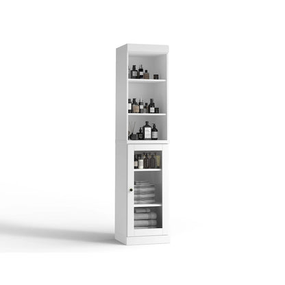 Palace Imports 100% Solid Wood 16.5 Bathroom Storage Cabinet with Clear Glass Doors and Adjustable Shelves