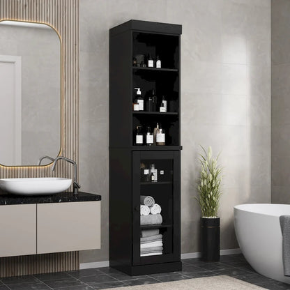 Palace Imports 100% Solid Wood 16.5 Bathroom Storage Cabinet with Clear Glass Doors and Adjustable Shelves