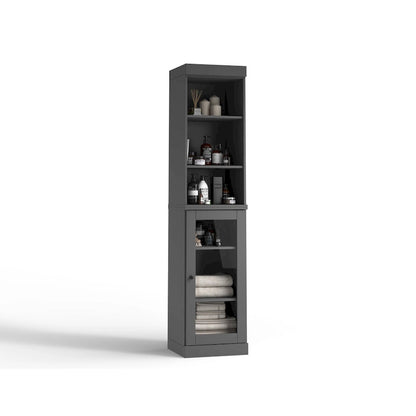 Palace Imports 100% Solid Wood 16.5 Bathroom Storage Cabinet with Clear Glass Doors and Adjustable Shelves