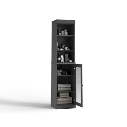 Palace Imports 100% Solid Wood 16.5 Bathroom Storage Cabinet with Clear Glass Doors and Adjustable Shelves